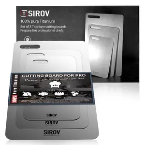 Titanium Cutting Board set of 3, 100% Pure Titanium Cutting Boards For Kitchen, Best Non Toxic titanium chopping board, Dishwasher safe, Hygiene and Durability for Meat, Fruit, and Vegetables (3PCS)