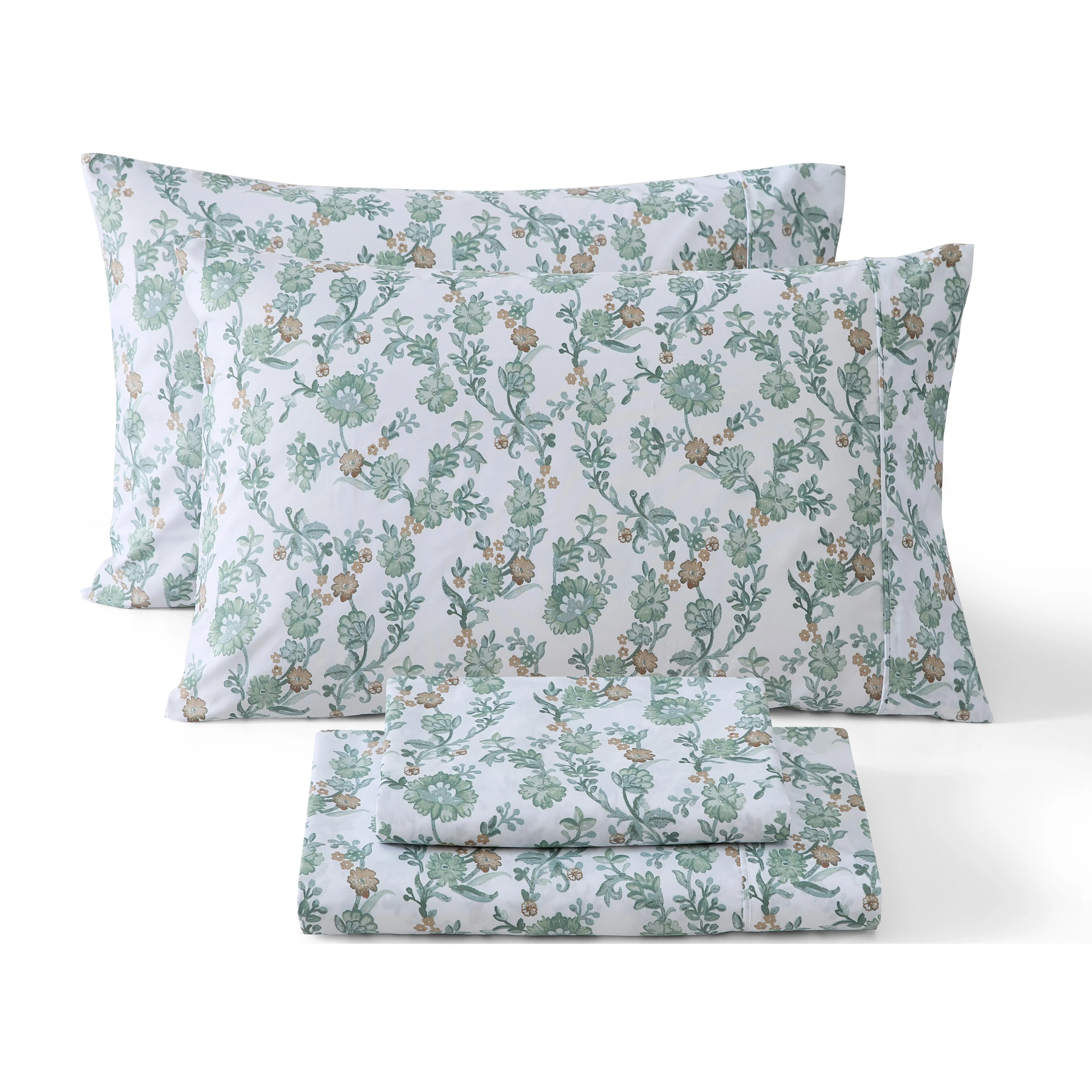 HLC.me Ditsy Floral Bed Sheets Twin Full Queen King Microfiber Multi-Piece Set with Fitted Flat and Pillowcases Soft Comfortable Wrinkle-Resistant