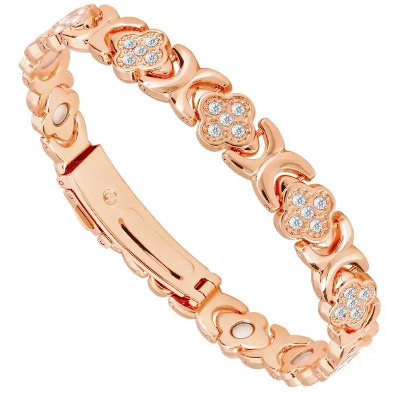 B Copper Bracelets for Women Pure Copper Magnetic Bracelet with 3500 Gauss Effective Magnets Trendy Stack Bangle Stretch Bangle Modern Fashion Accessories Jewelry Christmas Gift