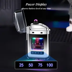 2025 Windproof Electronic Lighter,Dual Arc Flameless Lighter, USB Rechargeable Lighter, Compact & Portable for Camping, Travel, Windproof Lighter Ideal for  Camping,Hiking, Sleek Design,