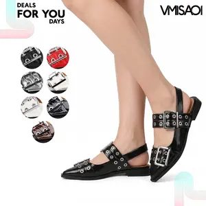 Ballet Flats For Women Pointed Toe Flat Block Heel Metallic Buckle Strap Slingback Flats Comfortable Work Casual Party Dress Walking Ballerina Fashionable Pumps Deals For You Days