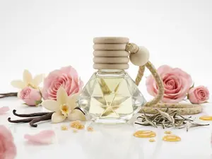 Holistasphere car air freshner,hanging perfume, essential oil, flavour vanilla rose, sweet orange, white tea, scent 10ml
