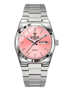 Binbond B102 Luxury Square Quartz Watch, Luminous Calendar Steel Band, Waterproof Commuter Women's Watch, Multiple Colors, Versatile Style