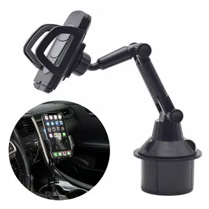 One Hand Operation Car Cup Phone Mount Bracket Holder Stand Black Clip Cradle 360° Adjustable , Universal Fits for iPhone Samsung