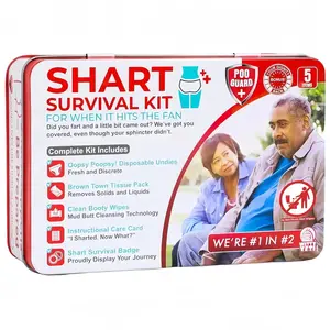 Funny Shart Survival Kit.Ultimate Poop Prank Gag Gift Set Contains Wet Wipes, Disposable Underwear, Tissues and Hilarious Badge.Novelty Fart Potty Pack Great for Friends or Family