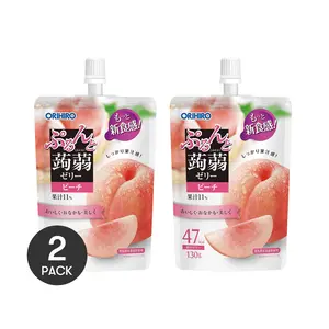 ORIHIRO Japanese Low-Calorie Konjac Jelly - Peach Flavor (2 Packs, 130g Each) | Healthy Snack &  Aid
