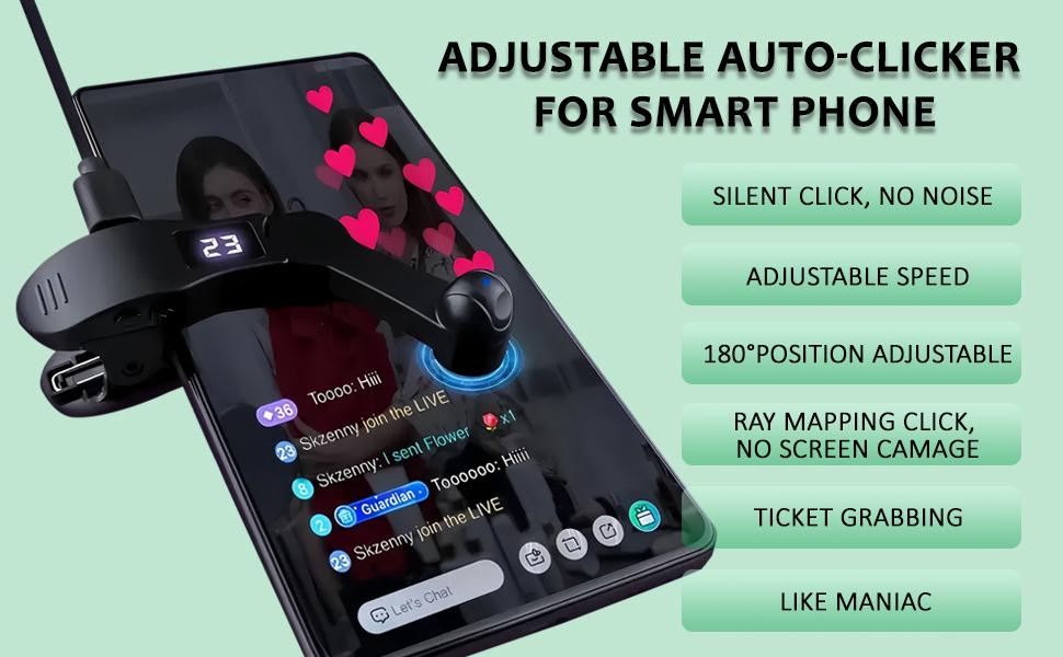 Automatic Clicker - Auto Clicker Speed Tool - Fast Screen Tap Simulator for Smartphones and Controllers, Smart Trigger for Shopping, Rewards, Live Broadcast Likes and Tasks Portable Selfie