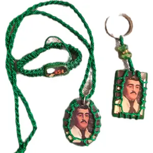 3pc set Jesus Malverde Keychain, bracelet and necklace