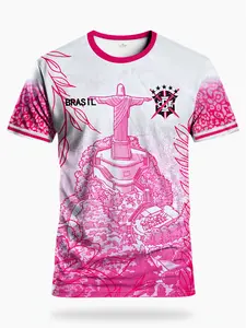 2025 Brazilian theme sports T-shirt, featuring the image of Christ the Saviour. Comfortable and breathable, suitable for training, competitions and leisure activities. Athletic Sports Clothing