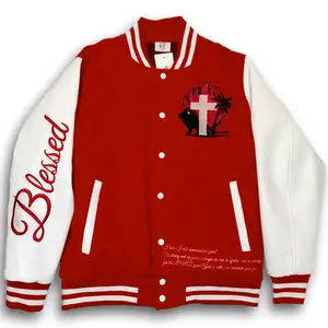 Blessed Brand Red Letterman Jacket – Faith in Every Stitch