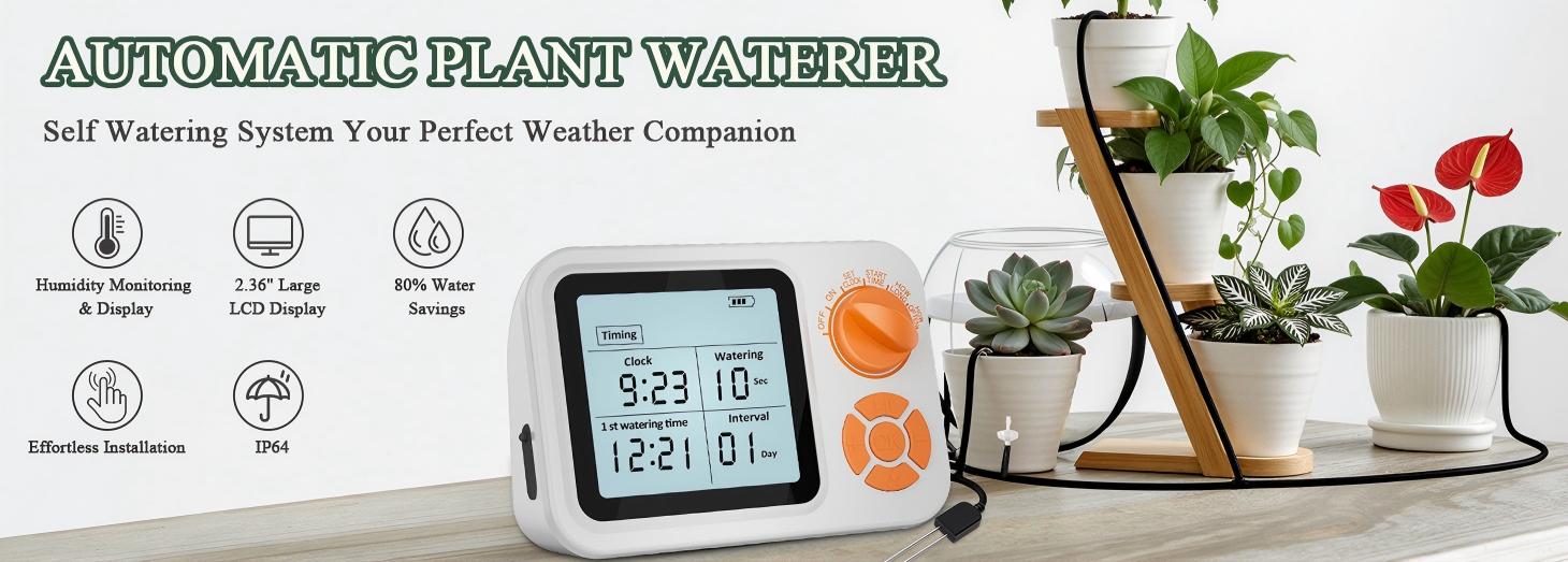 Automatic Plant Waterer Indoor, Auto Watering System for 15 Potted Plants with Programmable Timer, Smart Soil Moisture Sensor, Self Watering Plants Devices for While Away, Vacation