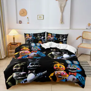 2/3 Pcs Five Nights at Freddy's Character Collection Duvet Cover Set - Horror Game Style, HD Digital Print, Skin-Friendly Breathable Fabric, Ideal for FNAF Fans, Gamers, Bedroom/Dorm/Gaming Room Use,Without Filler