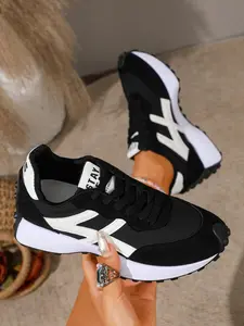 Women's Retro Casual Shoes, Classic Striped Waffle Sneakers, Comfortable All-Season PU Rubber Sole, Trendy Fashion Footwear