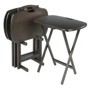 Winsome Wood  12.2 x 11.9 x 31.3 in. Lucca Snack Table Set, Oyster Gray - 5 Piece