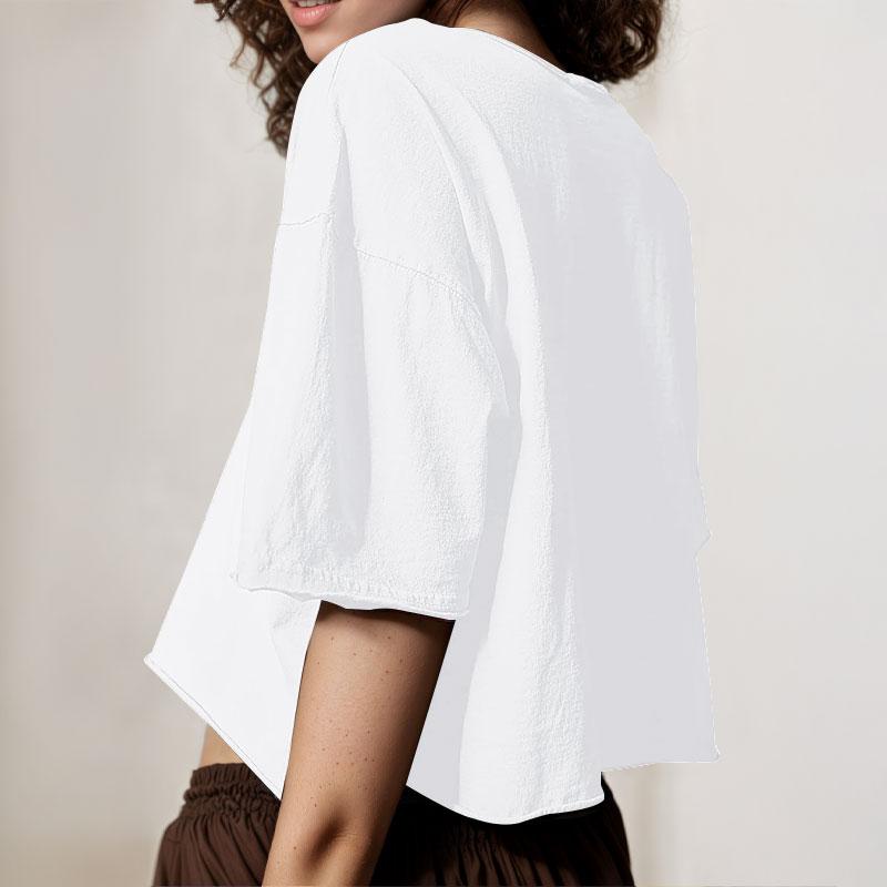 【ETCYY】Women’s 2025 Oversize Crop Tops – Minimalist Loose Fit Drop-Shoulder Tees with Batwing Sleeves, Roll Hem, Round Neck, Vintage Graphic Shirts for Yoga/Running/Gym/Summer Streetwear