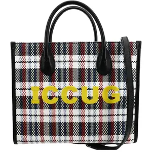 Pre-owned GUCCI Canvas Tote Bags Iccug Checked Embroidered Tote Bag Multicolor 659983