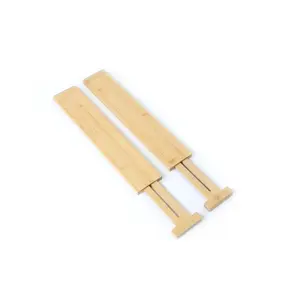 2PC Bamboo Kitchen Organizer Expandable Drawer Dividers, 17.5-22.8x0.59x3.1in