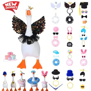 42 Pcs 7 Inch Desk Goose Outfits Accessories, Mixed Styles Wings Hats Sunglasses Necklaces & Props, Funny Magnetic Porch Goose Key Holder Decor Costume Kit (Goose Not Included)