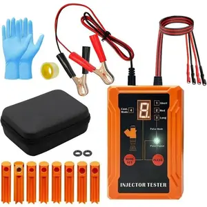 Universal Fuel Injector Tester, DIY test Tool, 8 Pulse Modes, 4 Wire Dual Channel for 2 Fuel Injectors, 12V/5V Output Power, 8 Size Cleaning Adapters