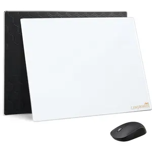 Extra-Large Glass  Pad (White-19.7 * 16'')  Etched Surface and Whole  Base,Gaming  Pad Improved Precision and Speed,Durable, Easy to Clean