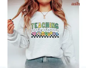 Teaching Lucky Charms St. Patricks Day T-Shirt - Sweatshirt, Teacher Crewneck Hoodie, Saint Patricks Day Shirts Gift For Teacher, Teacher Shirts