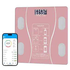 Intelligent bathroom scale, digital weighing scale, with backlit LED display, durable tempered glass, compact size, maximum weighing capacity of 400 pounds (approximately 180 kilograms), intelligent data automatic synchronization