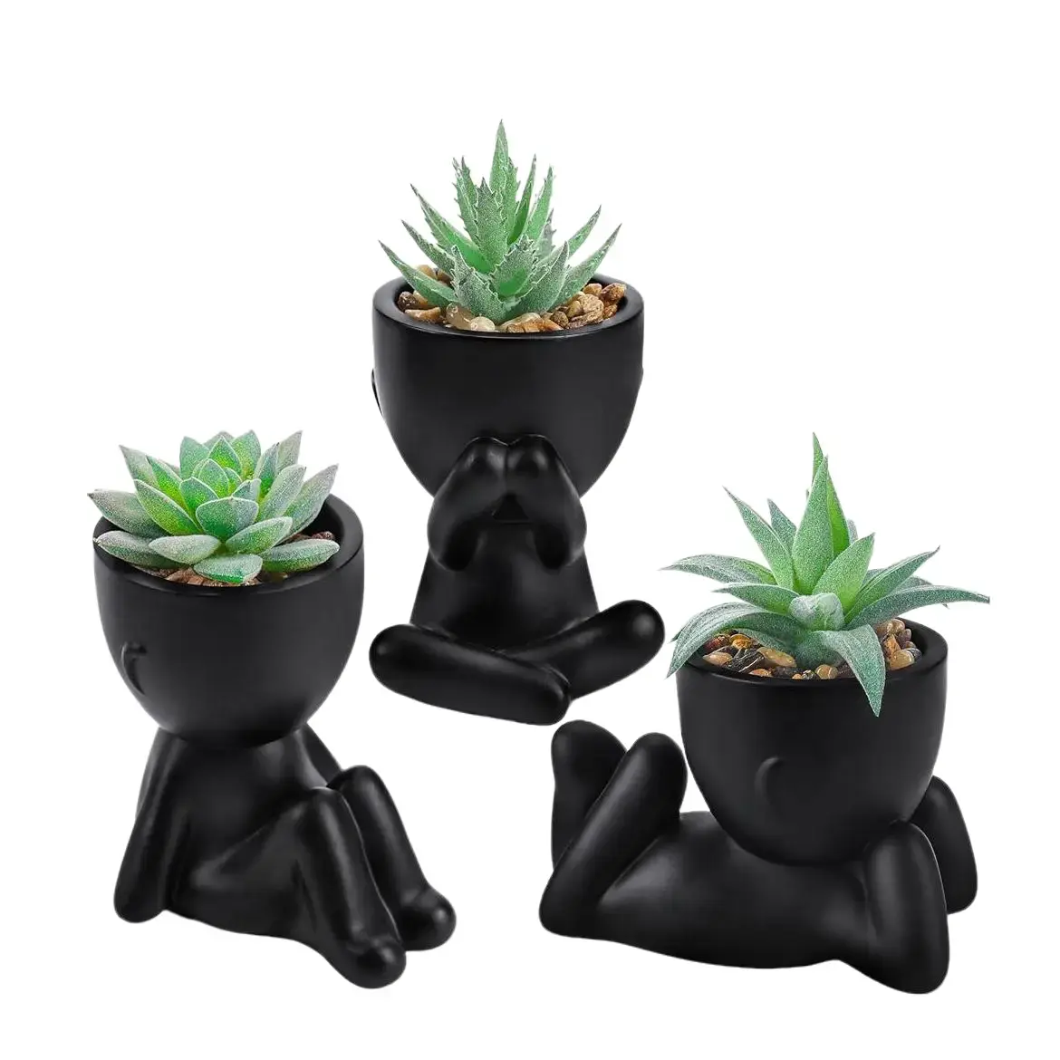 Sohochic 3-Pack Artificial Succulents Set - Decorative Fake Greenery, Fake Flower Plants, Plant Decor, Floral Decor for Home Office Desk Bathroom Porch Patio Planters, New Home & Moving Season Deals