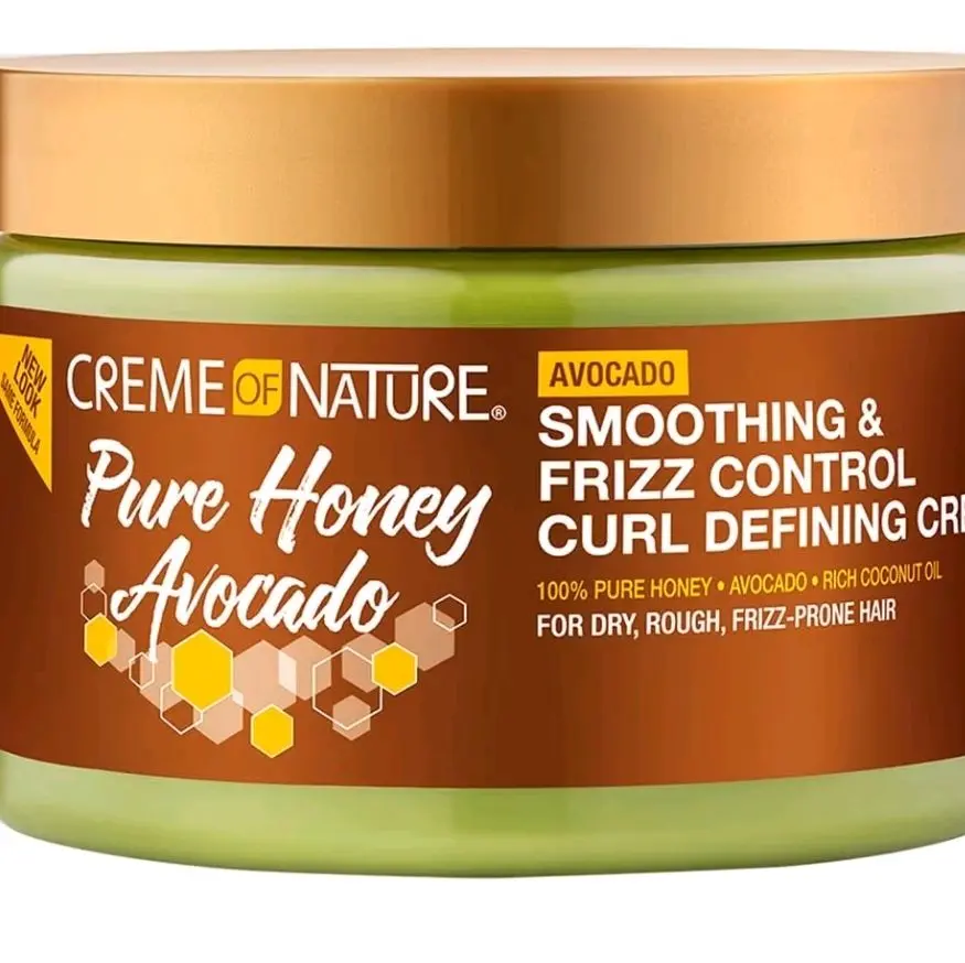 Creme of Nature Pure Honey Avocado Curl Defining Cream 11.5 oz for Dry Rough Frizz-Prone Hair with Avocado Oil & Coconut Oil