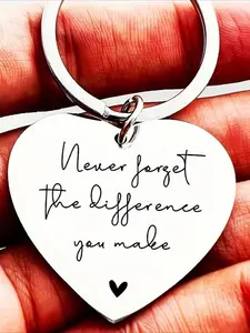 Slogan Pattern Keychain, Stainless Steel Keychain for Women & Men, Fashion Accessories for Daily Use, Trendy All-match & Exquisite Keychain for Birthday Gift, Personalized Heart Tag