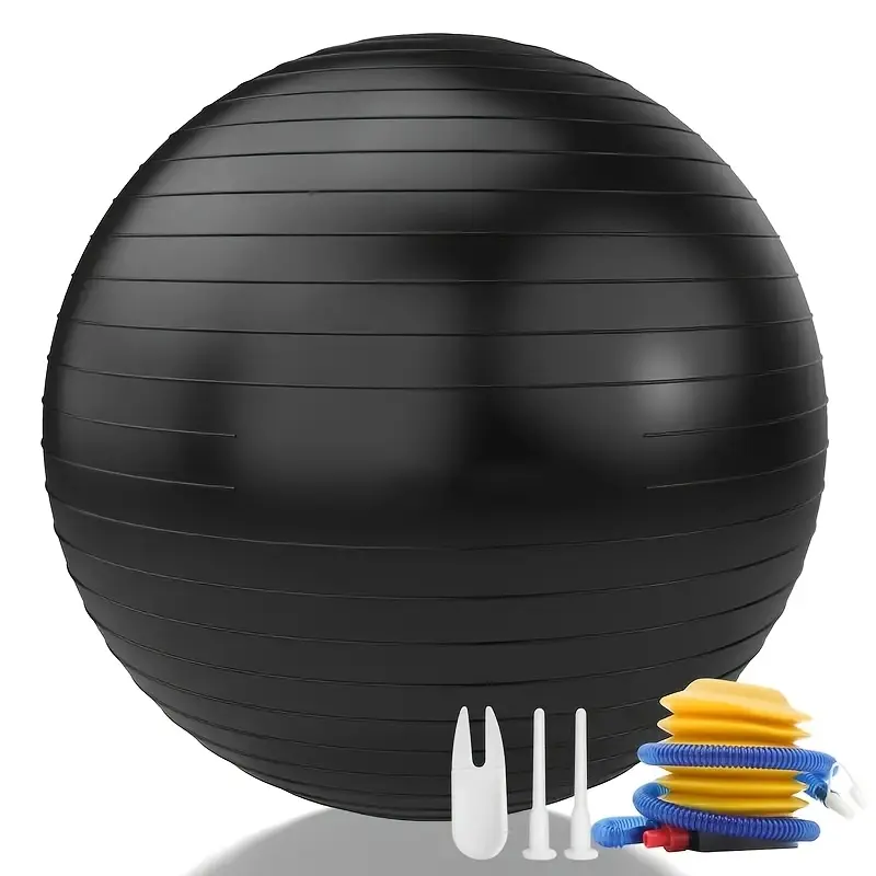 Heavyweight Exercise Yoga Ball - Extra Thick Anti-Burst Durable Fitness Ball for Adults, Pregnancy Support, Postpartum Recovery & Balance Training | 22" & 26" Sizes with Hand Pump (Blue/Black), Core Strength Workouts, Textured Surface, High
