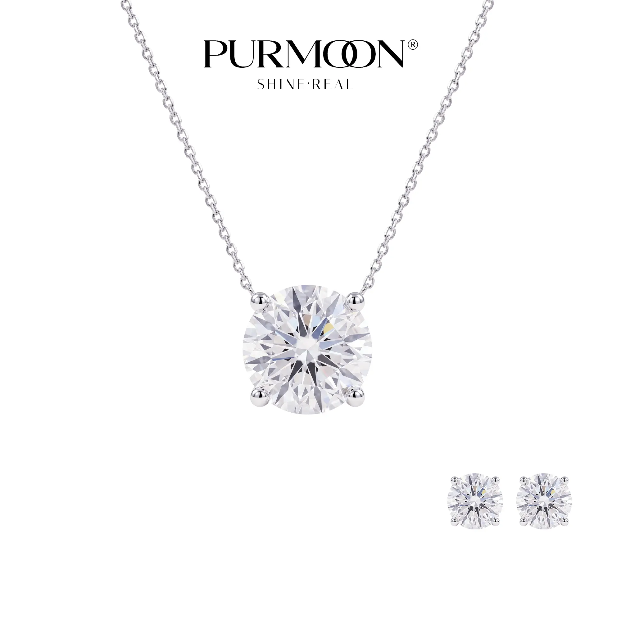 [The First Spark] Purmoon 1CT Moissanite S925 Sterling Silver Adjustable Pendant Necklace 40+5cm Everyday Jewelry Gift for Women