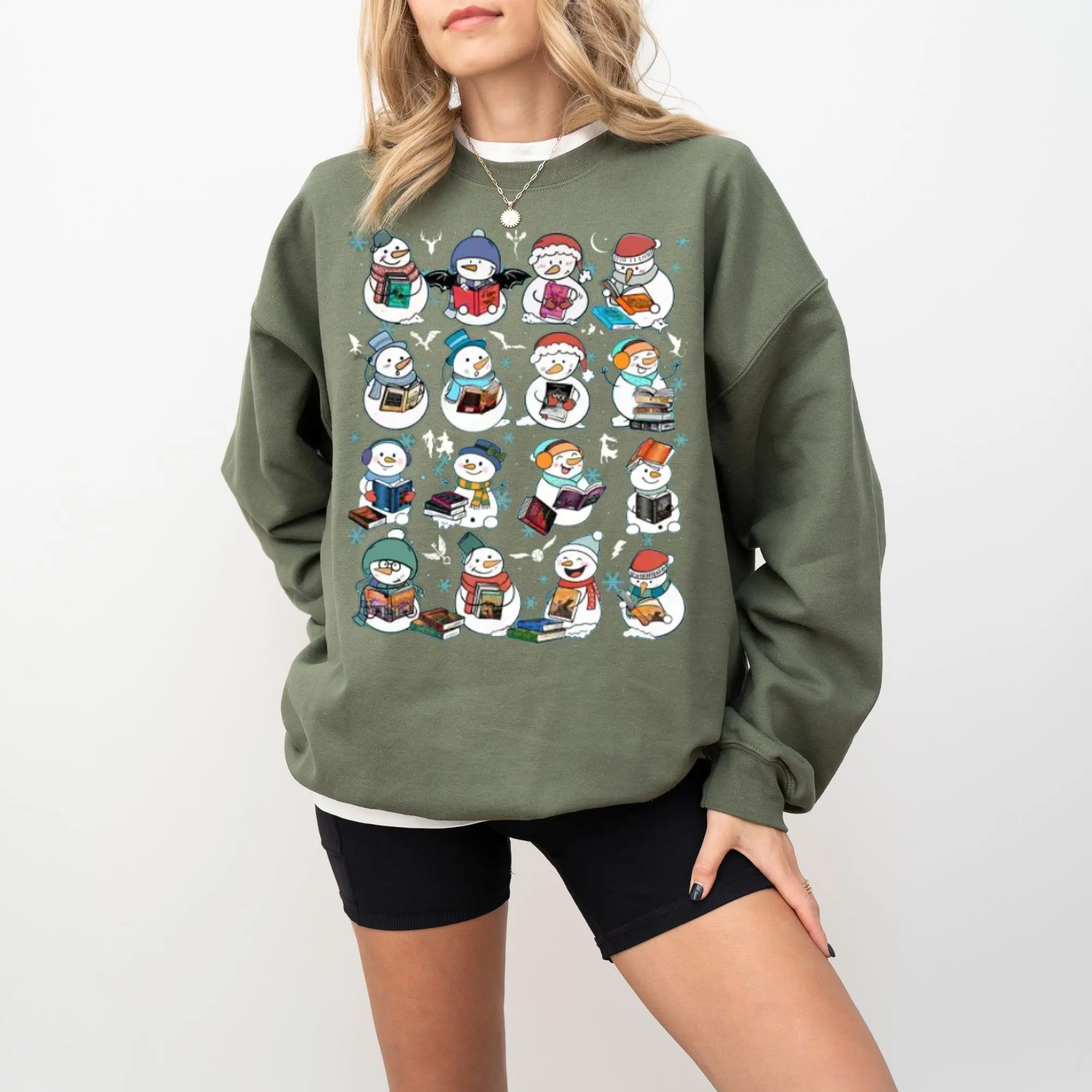 Snowman Christmas Fantasy Series Sweatshirt, Bookish Snowman Sweatshirt, Fourth Wing, Acotar, Throne Of Glass, HP, Holiday Gift For Book Lover