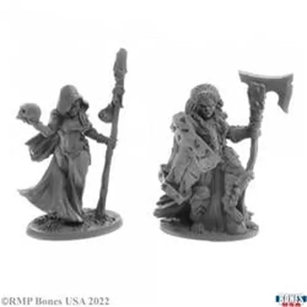 Reaper Miniatures REM30054 Jade Fire Leader Plastic Figurines, 2-Piece Paint-Ready Bone Decor Statues for Home Supplies