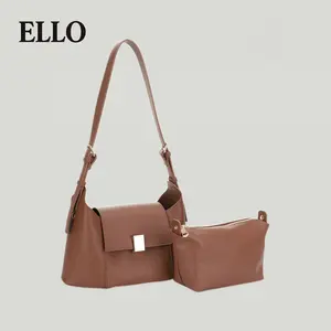 Cognac Fold-Over Hobo Set 2026 Women's Large Capacity Shoulder Bag with Matching Pouch in Multiple Colors for Work & Everyday Use