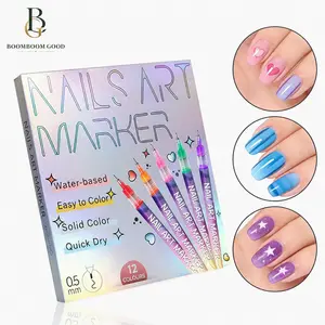 12-Color Nail Art Marker Set – Quick-Drying Acrylic Pens for DIY Manicures & Easy 3D Designs, Ideal for Beginners Nail Art Kit