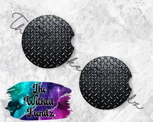 Cute Car Coasters Set of 2 Diamond Plate Mechanic Welder Mens Gift Car Truck Accessories Decor Cup Holder New Car Gift Car Decoration Women Men