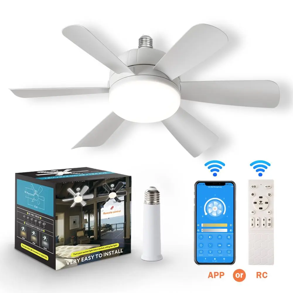 Ceiling Fan with LED Lights for Bedroom, Unique Lamp Fan with 6-speed Wind Speed Control, Ceiling Fan with LED Light & Remote Control for Small Room,