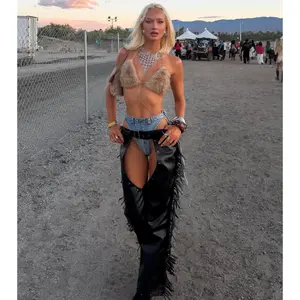 Outlaw Mood Faux Leather Fringe Chaps