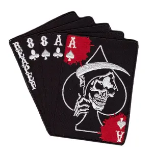 Dead Man's Hand Reaper Dead Card Aces Iron on Sew on Patch