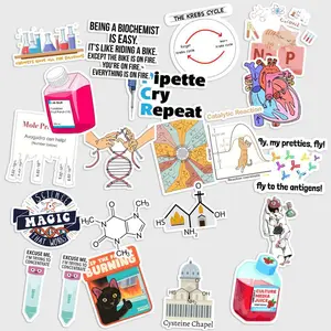 Sticker Pack 20 Biochemistry Science Vinyl Sticker, Lab Humor Molecular Design Waterproof Decal