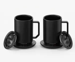Warming Coffee Mug, 12 oz Stainless Steel Coffee Mug with Mug Warmer Coaster and Lid (PACK OF 2)