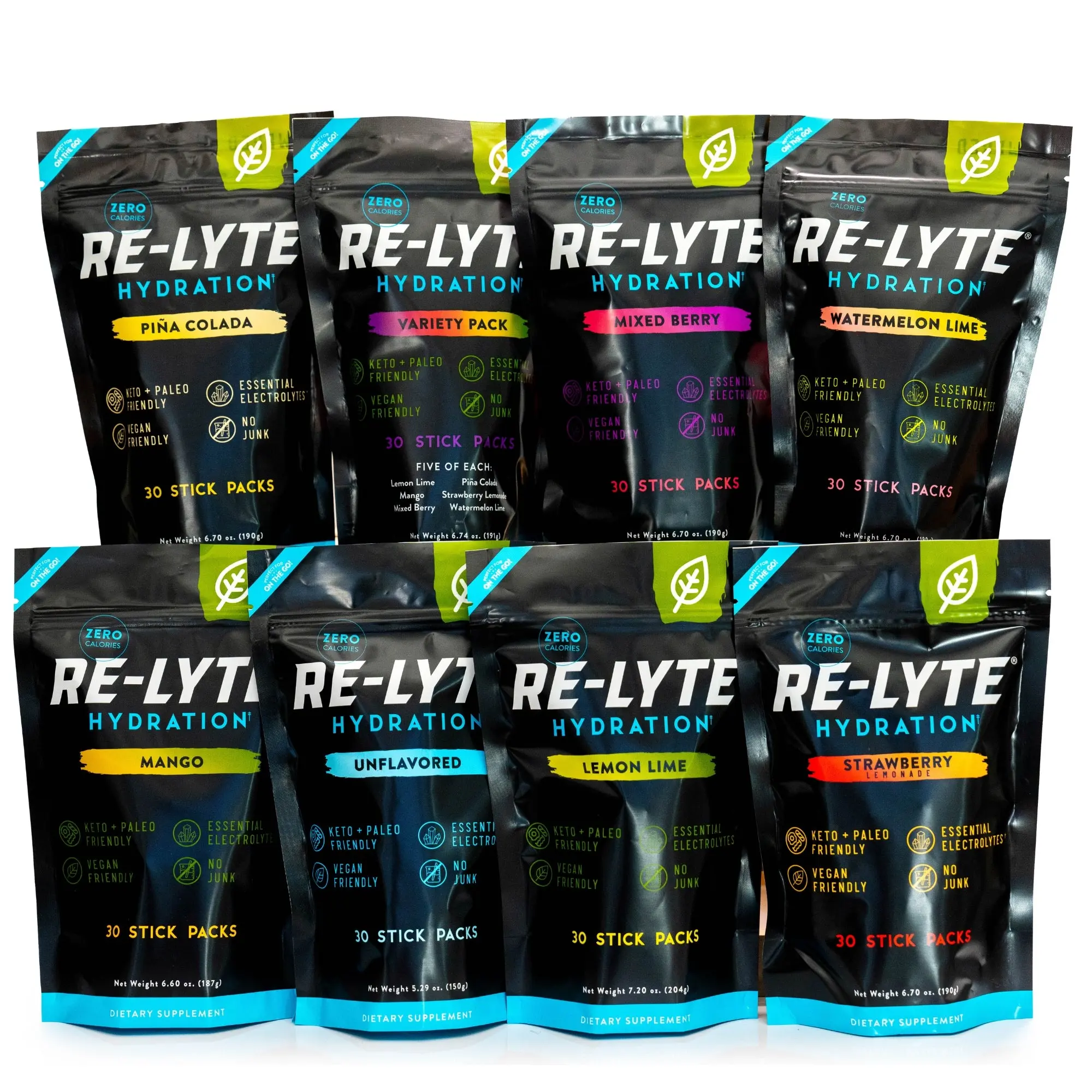 Relite Re-Lyte® Hydration Electrolyte Powder Stick Packs Fitness Endurance ...