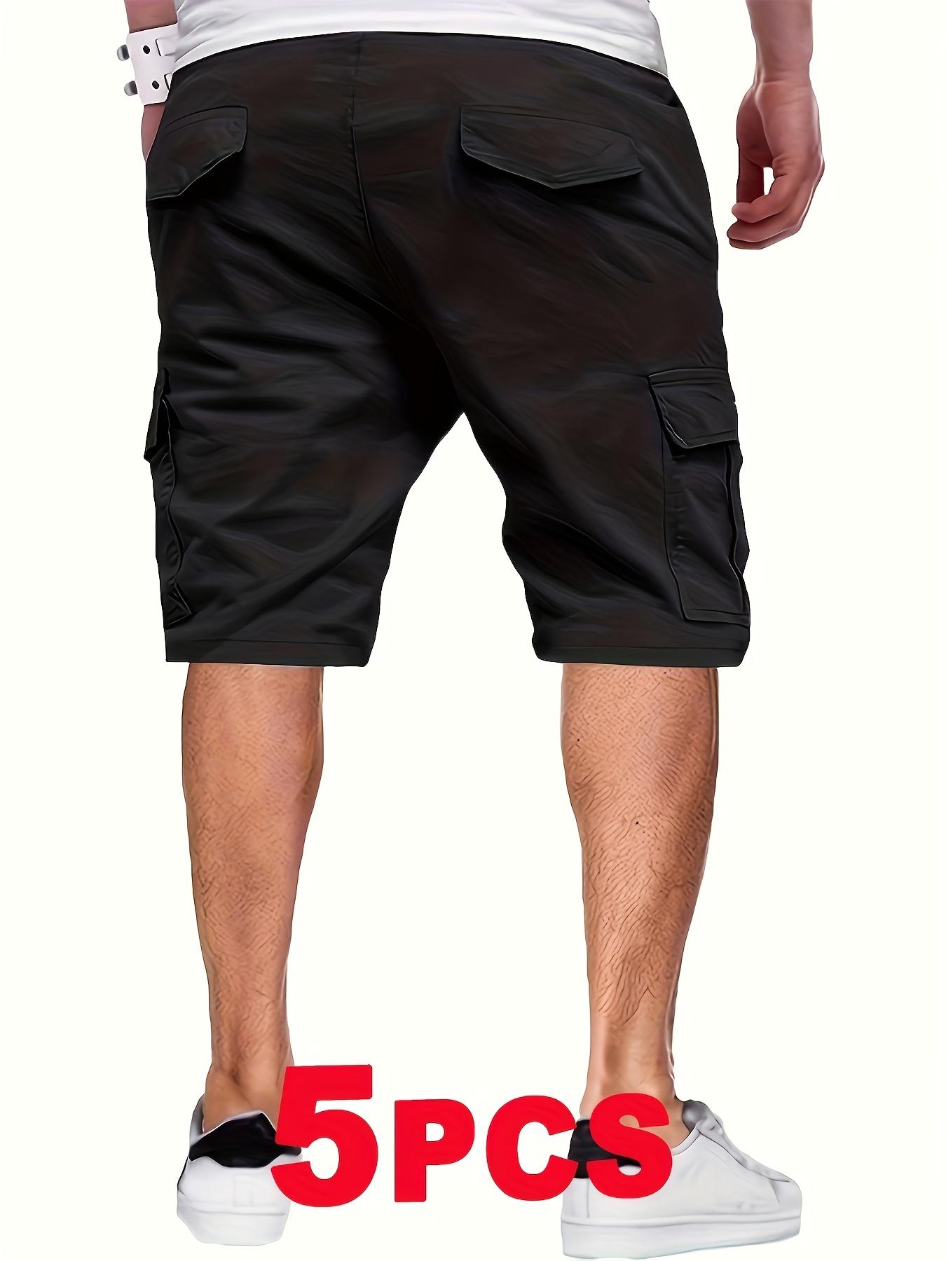 Men’s 5-Pack Cargo Shorts, Summer Trendy Casual Shorts, Multi-Pocket Design, Durable Fabric, Anti-Pilling, Wear-Resistant, Tear-Resistant, Comfortable and Breathable, Stylish and Versatile, Suitable for Outdoor Leisure