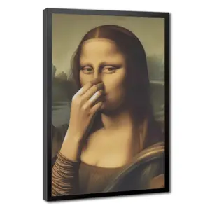 Mona Lisa Bathroom Wall Art Decoration – Vintage Funny Nose-Covering Poster Print, Da Vinci Inspired Humorous Canvas Painting for Toilet, Bedroom & Home Decor