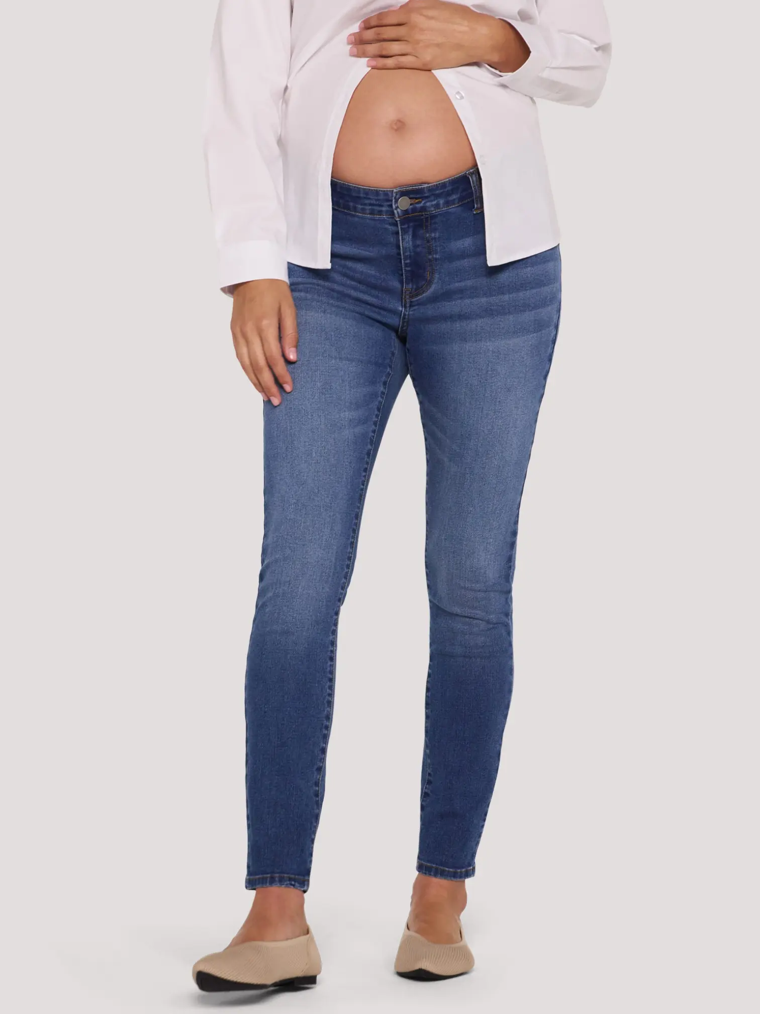 Motherhood Maternity Skinny Jeans Under Belly Stretch Denim Ankle Length Pregnancy Pants
