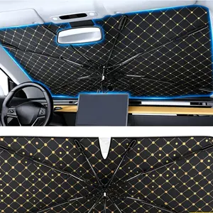 Car Portable Windshield Sun Shade Umbrella, Rotatable handle，Foldable Automotive Sunshade Cover for Block UV Rays & Heat, Vehicle Interior Front Window Protector Accessories, Universal for Vehicles (Folding Handle)，Color Laser,daily car umbrella