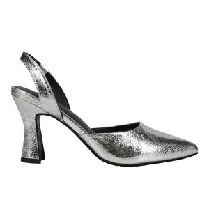 BC FOOTWEAR Womens Far From Good Slingback Pumps Dress Casual High Heel 3" & Up - Silver