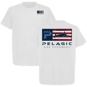 Pelagic High Performance T-Shirt, Patriotic Marlin Flag Tee, Full Color T-Shirt - S to 5XL Sizes - Minimalist Chic - Flexible Fashion Fits