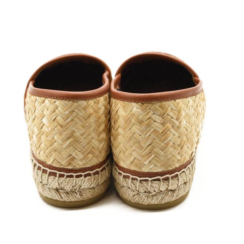 Pre-owned GUCCI Adela GG Raffia Espadrilles US 7.5