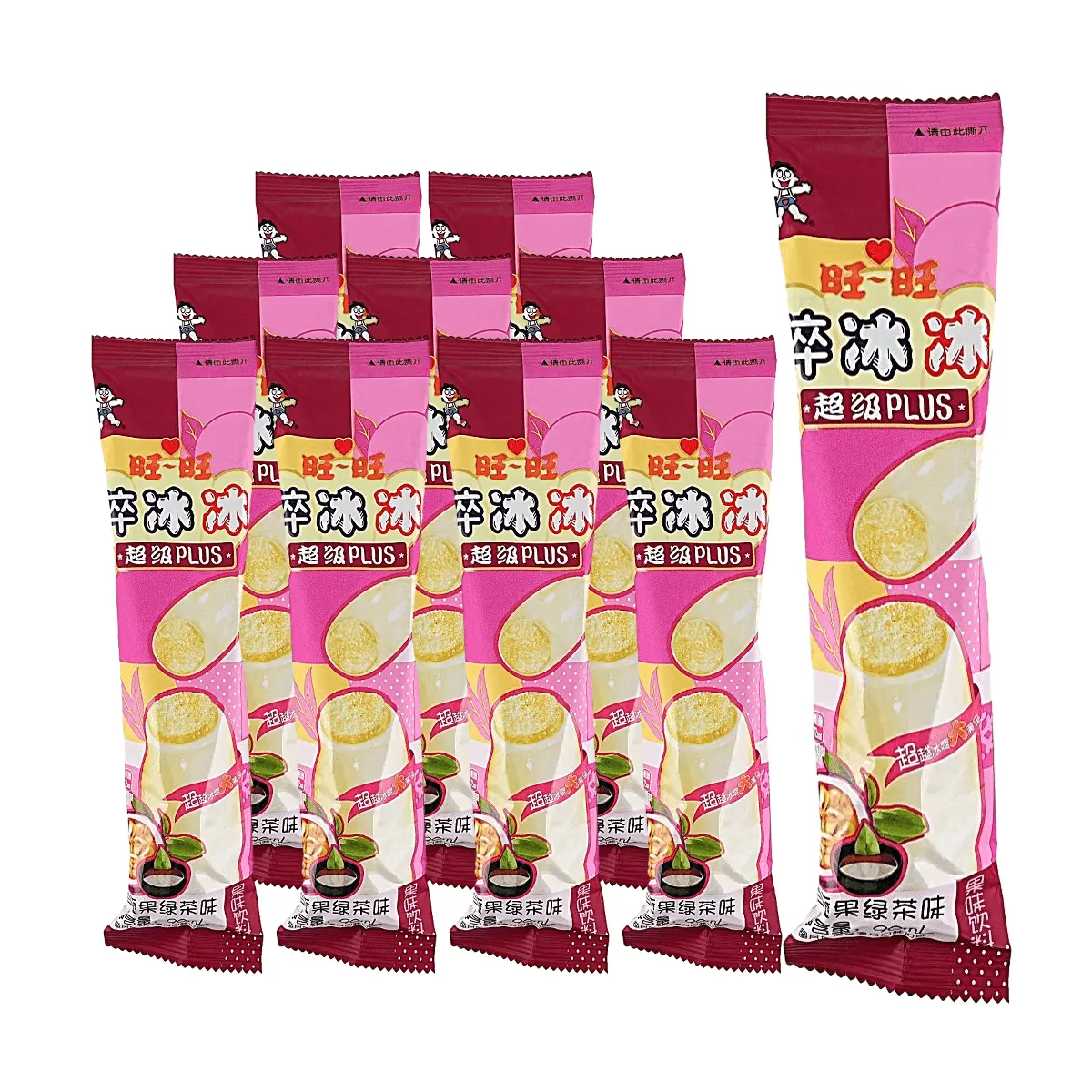 WANT WANT Super Ice Pop Passion Fruit Green Tea Flavor 90ml 10 Count Frozen Dessert Drink